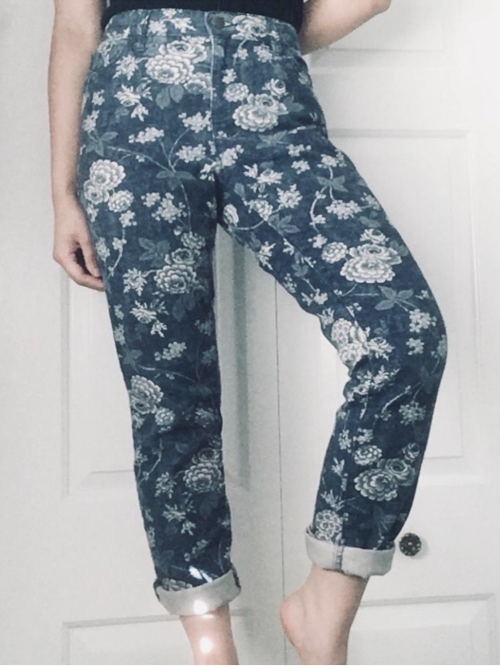 Lauren Ralph Lauren Navy Floral Straight-Leg Jeans